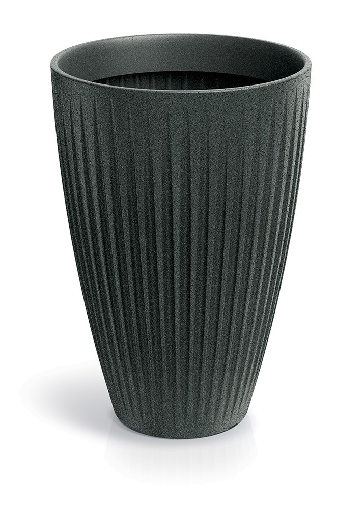 Vysoký květináč LATIE ROUND II 40 cm granitově černý