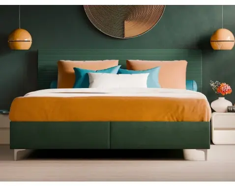 Posteľ s roštmi Stephano 180x200 cm, zelená štrukturovaná látka%