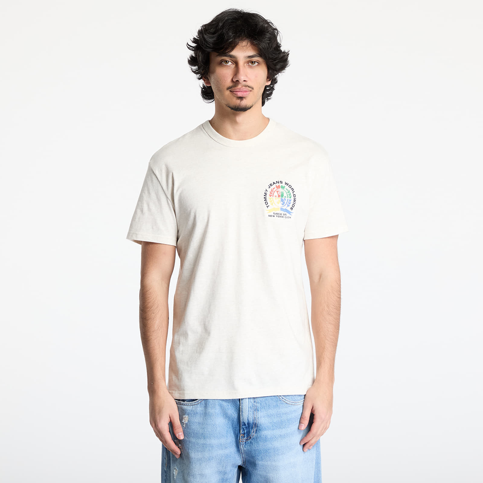 Tričko Tommy Jeans Regulat Pop Crest Tee Beige S