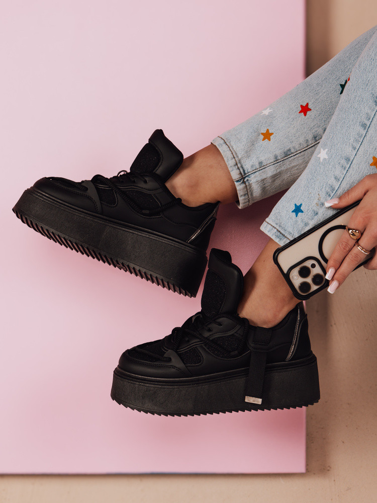 Sneakersy damskie na wysokiej platformie UPSOLE czarne Dstreet