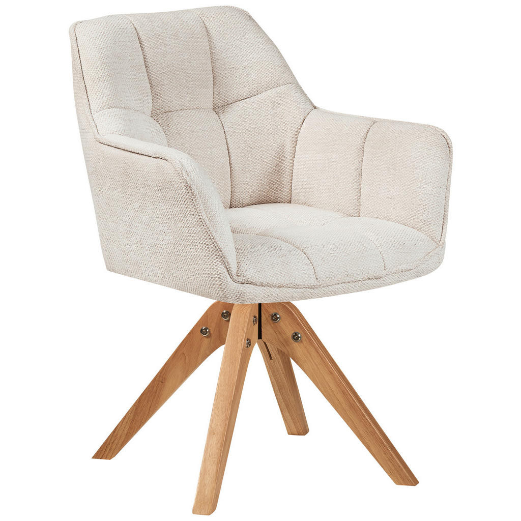 MID.YOU STOLIČKA S PODRÚČKAMI, textilný výplet, krémová