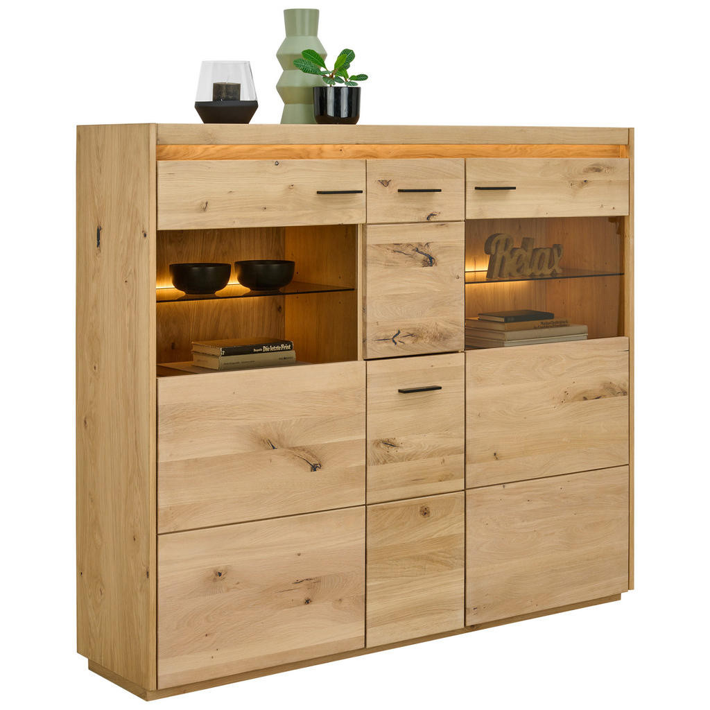 Linea Natura VYSOKÁ KOMODA, farba duba, 153,8/133,5/37 cm