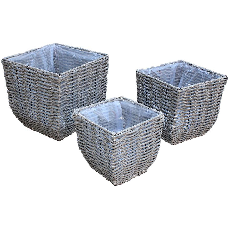 Kvetináč prútený štvorcový 24x27h sivý