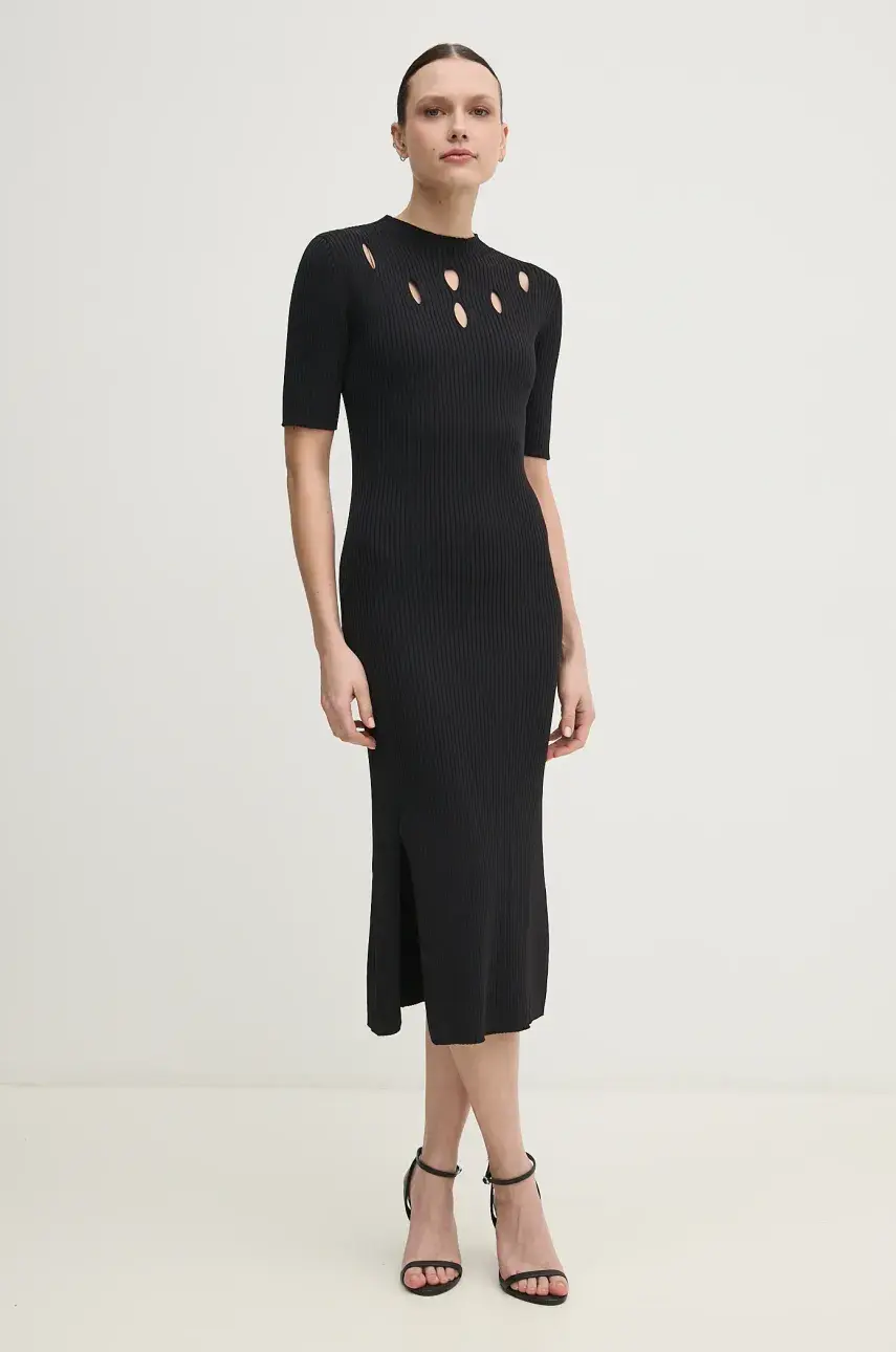 Šaty Dkny čierna farba, midi, priliehavá, P5AUAU74