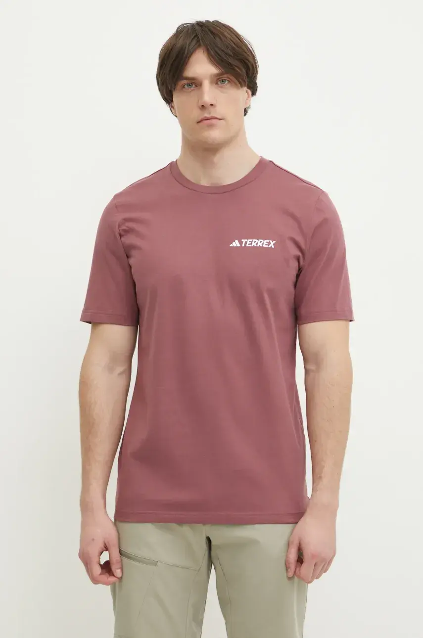 Tričko adidas TERREX Mountain pánske, červená farba, s potlačou, JM0352