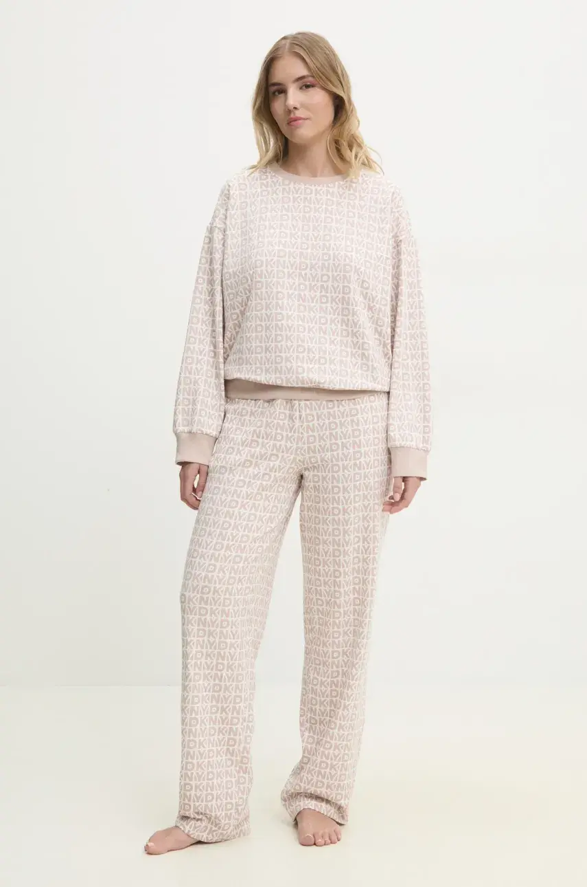 Pyžamo Dkny dámske, béžová farba, YI80040