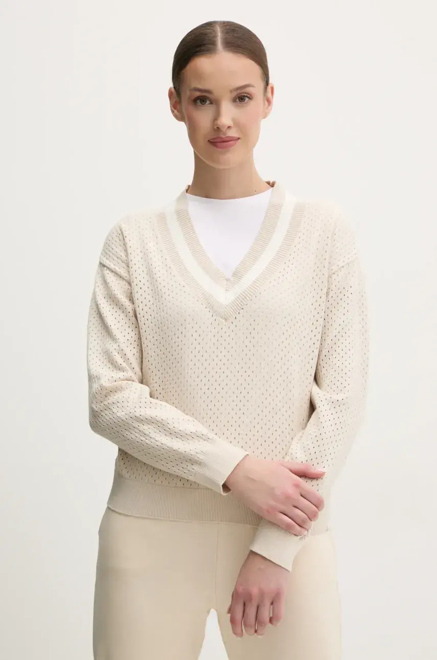 Bavlnený sveter Dkny dámsky, béžová farba, tenký, DP5R6017
