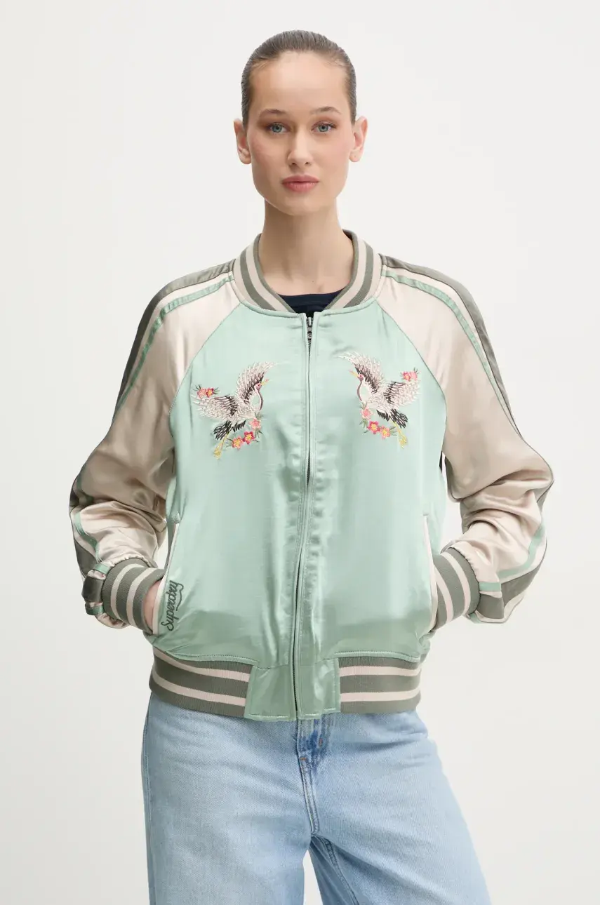 Bunda Superdry dámska, zelená farba, prechodná, W5011864A-1LL
