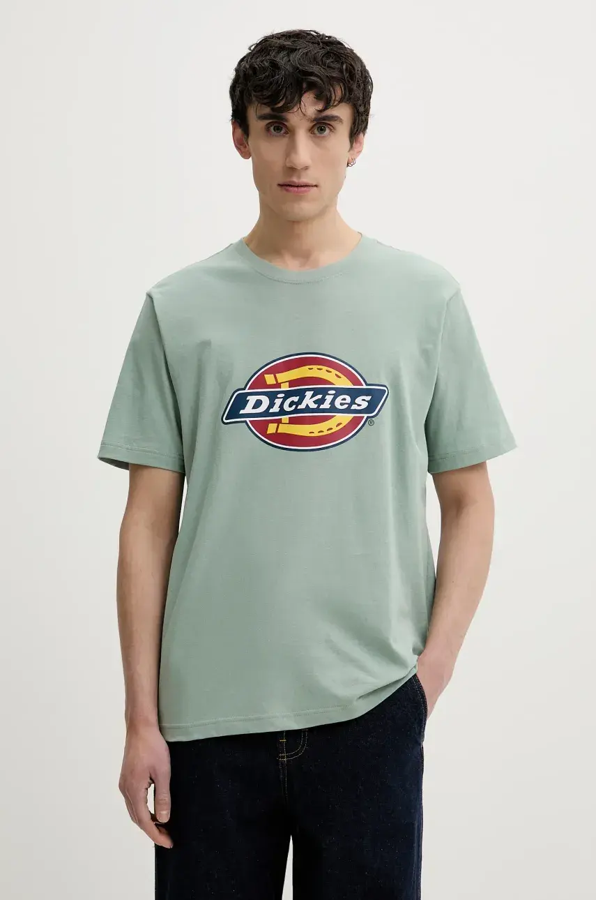 Bavlnené tričko Dickies pánske, zelená farba, s potlačou, DK0A4XC9K361