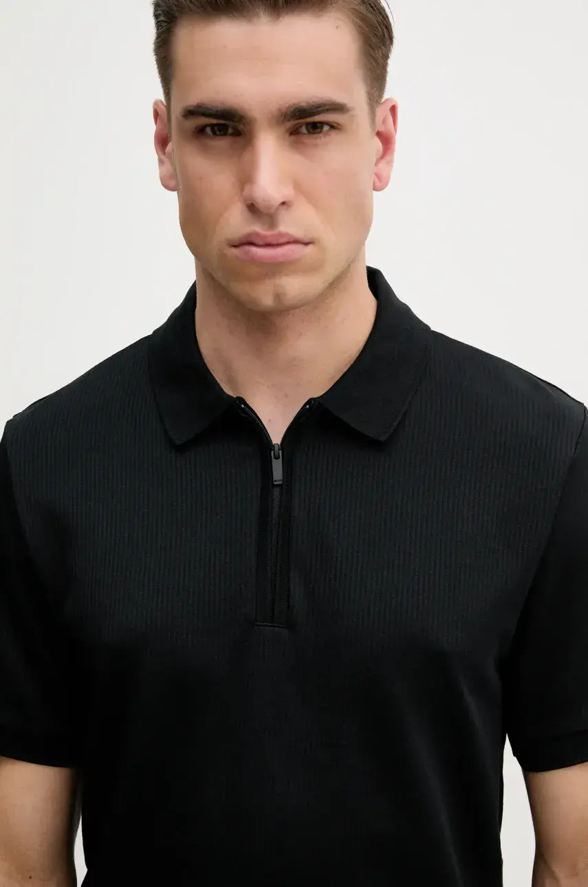 Polo tričko BOSS pánske, čierna farba, jednofarebné, 50537494