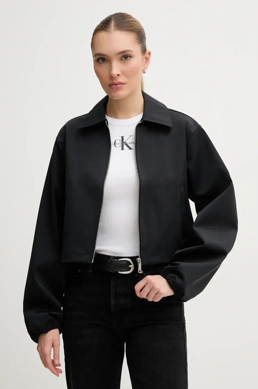 Bunda Calvin Klein Jeans čierna farba, prechodná, J20J225213