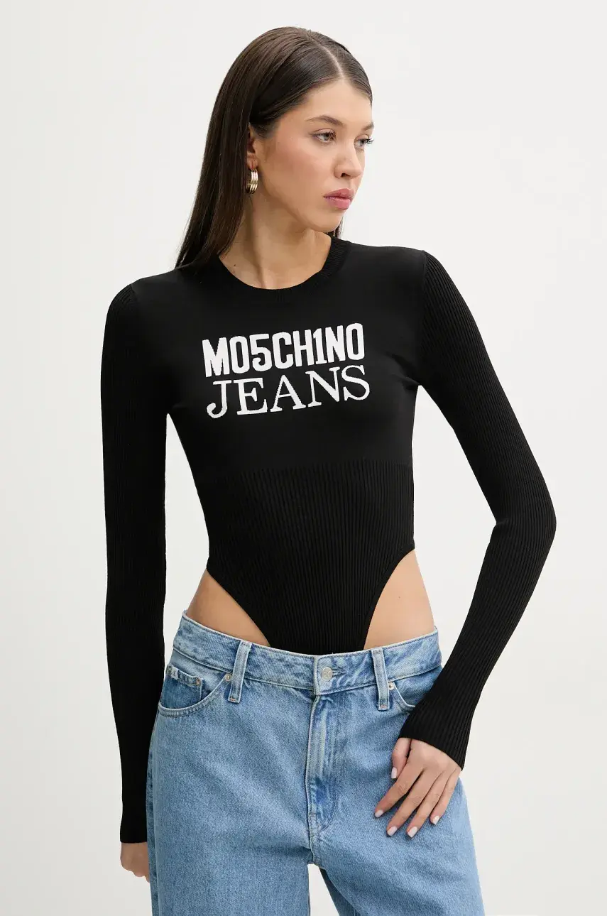 Body Moschino Jeans dámsky, čierna farba, tenký, 1181 3203