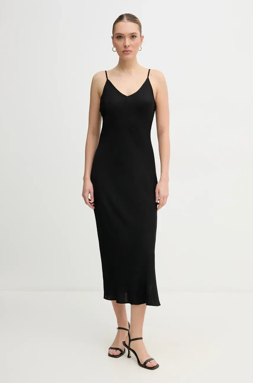 Šaty Dkny čierna farba, midi, priliehavá, DJ5D9053