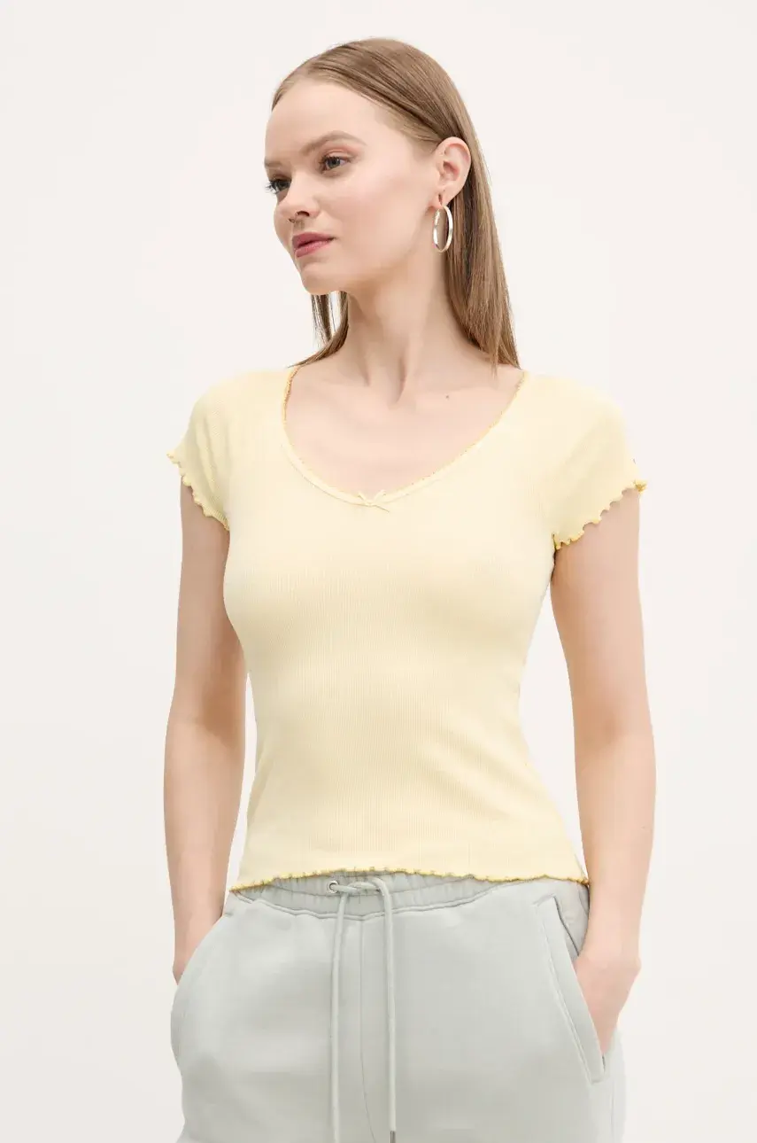 Tričko Tommy Jeans dámske, žltá farba, DW0DW21349