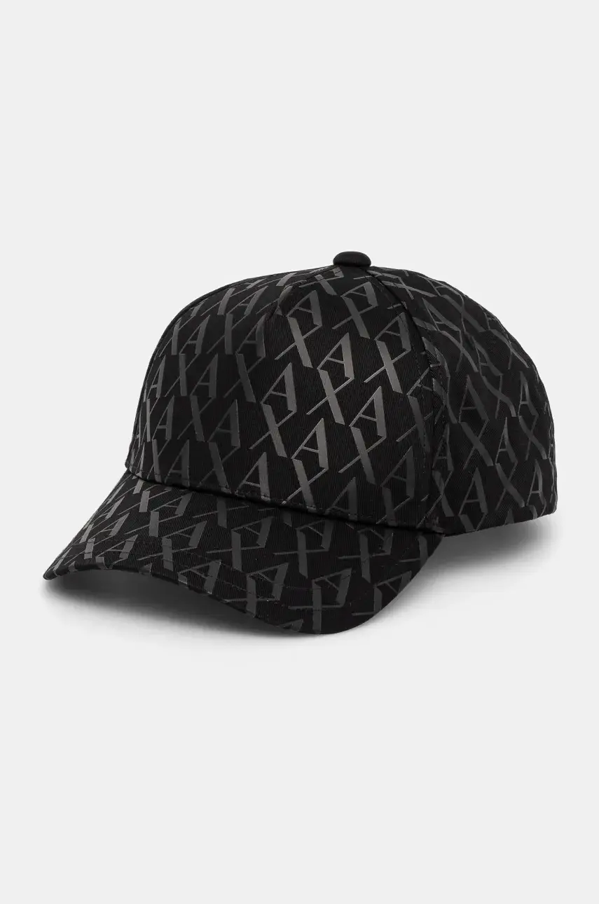 Bavlnená šiltovka Armani Exchange čierna farba, vzorovaná, 954229 CC813