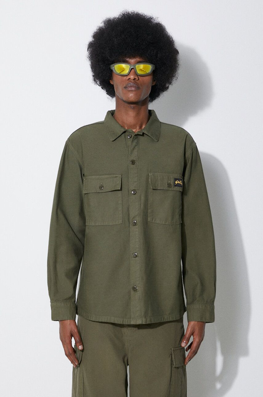 Bavlnená košeľa Stan Ray Cpo Shirt pánska, zelená farba, regular, s klasickým golierom, CE2403321