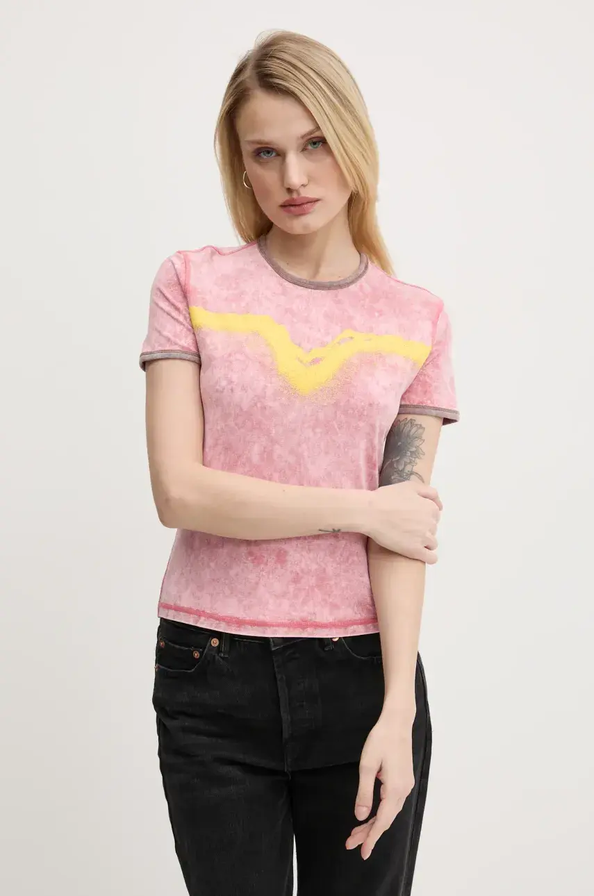 Tričko Diesel T-UNCUTIE-LONG-Q3 T-SHIRT dámske, ružová farba, A17316.0SLBB