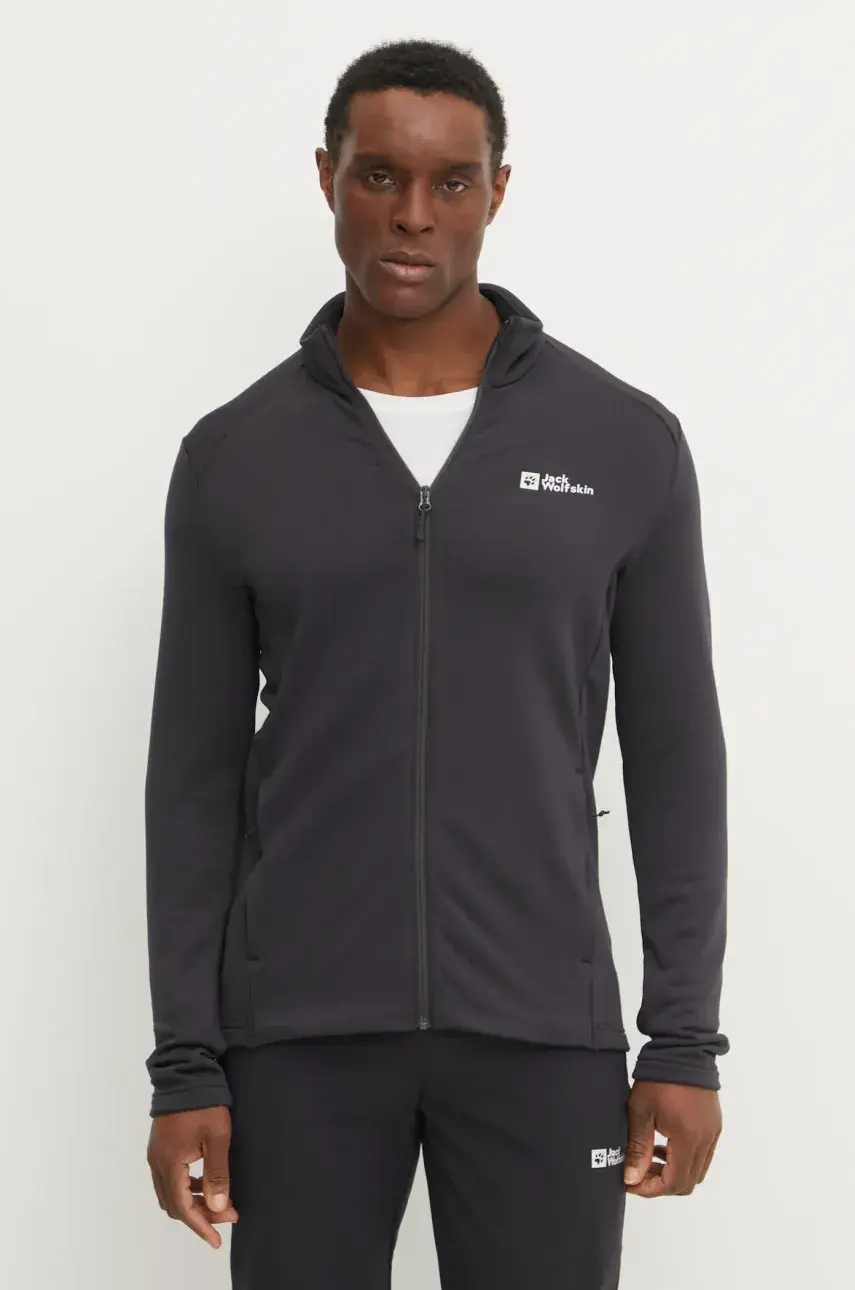 Športová mikina Jack Wolfskin Kolbenberg šedá farba, jednofarebná, A63964