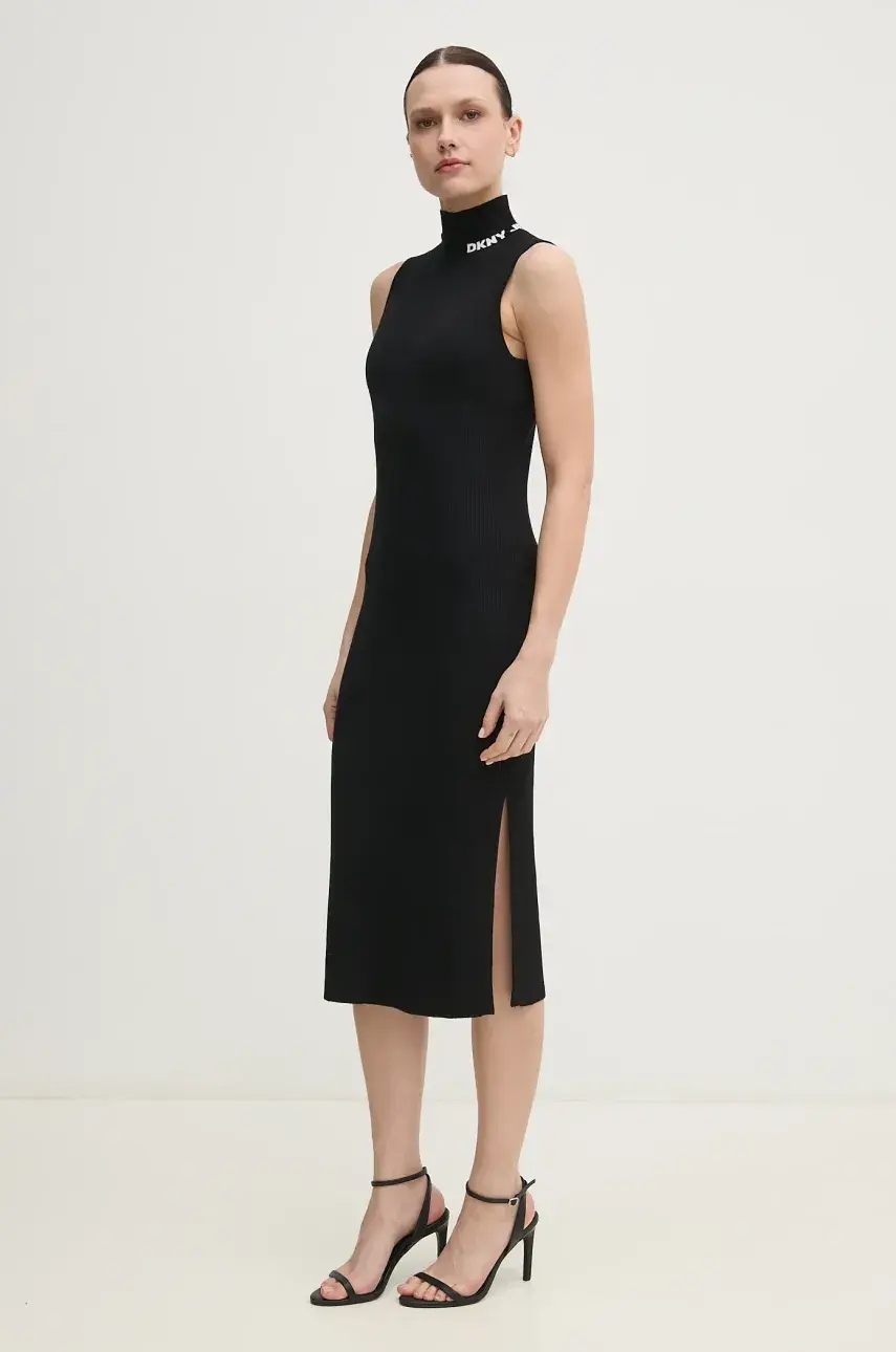 Šaty Dkny čierna farba, mini, priliehavá, DJ5R0663