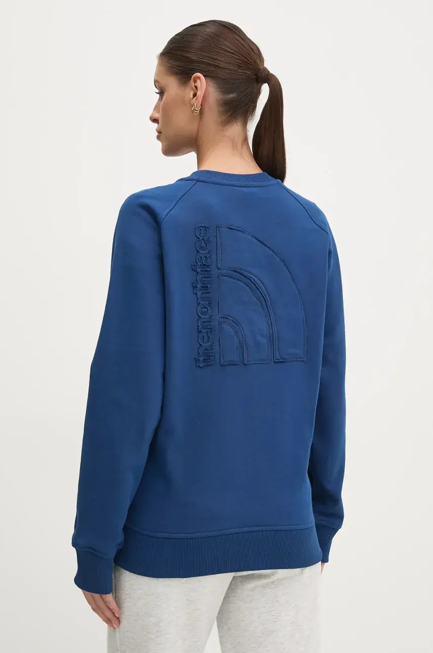 Bavlnená mikina The North Face Relaxed dámska, tmavomodrá farba, jednofarebná, NF0A8C39D1R1