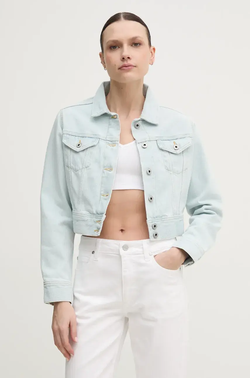 Rifľová bunda Pepe Jeans CROPPED JACKET prechodná, PL402431PG2