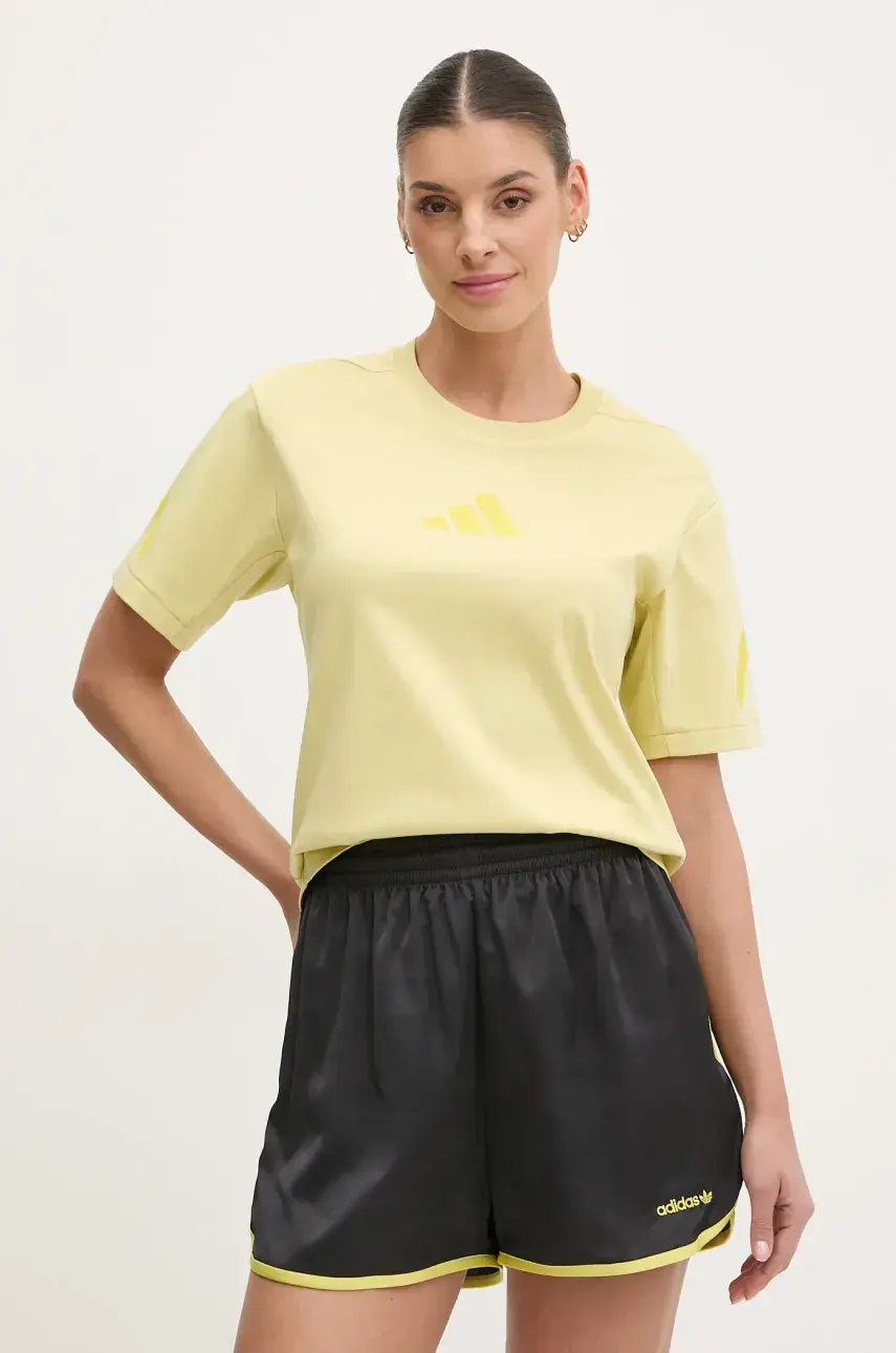 Bavlnené tričko adidas Z.N.E. dámske, žltá farba, JC5400
