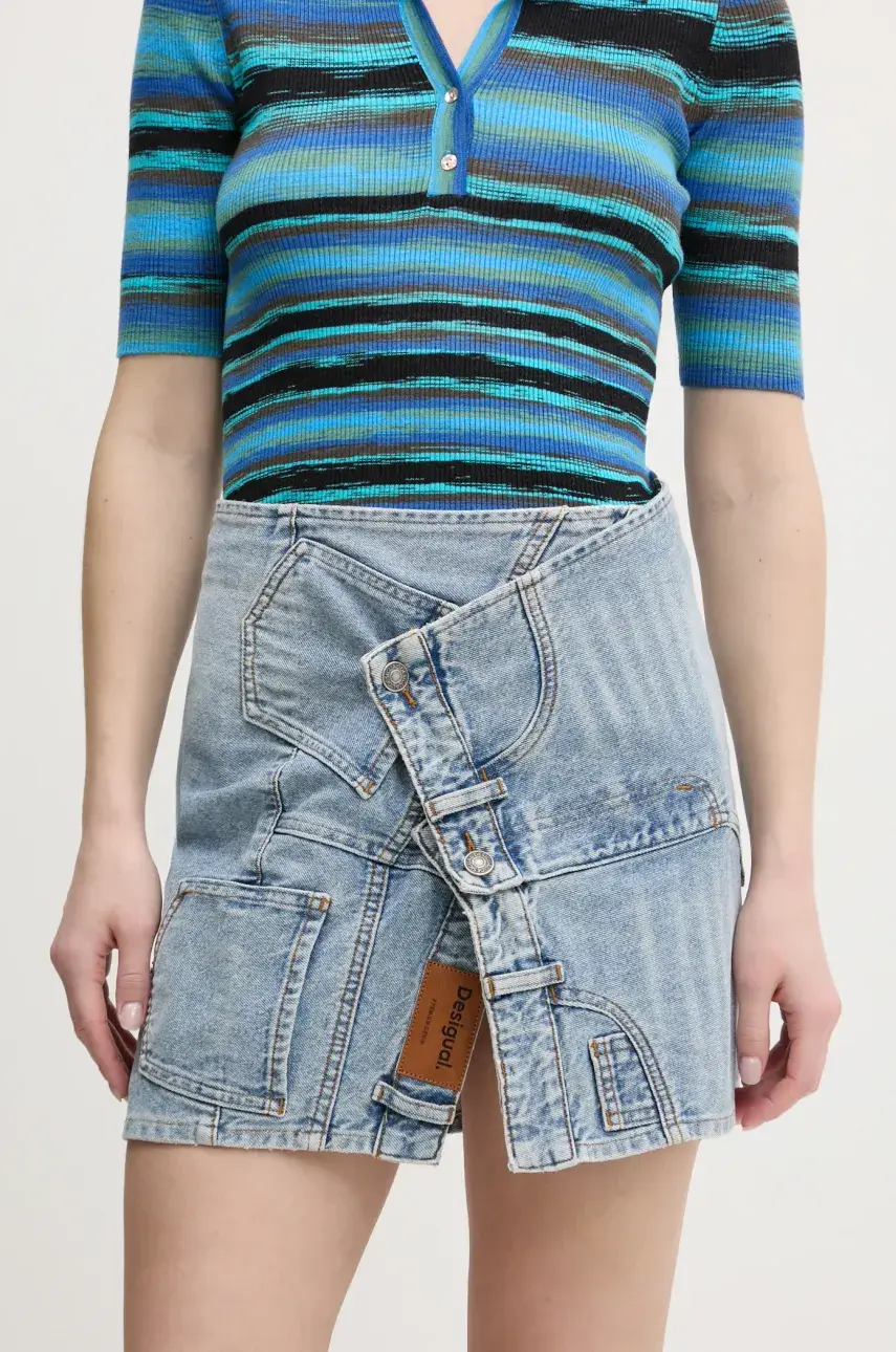 Bavlnená sukňa Desigual KING mini, rovný strih, 25SWFD07