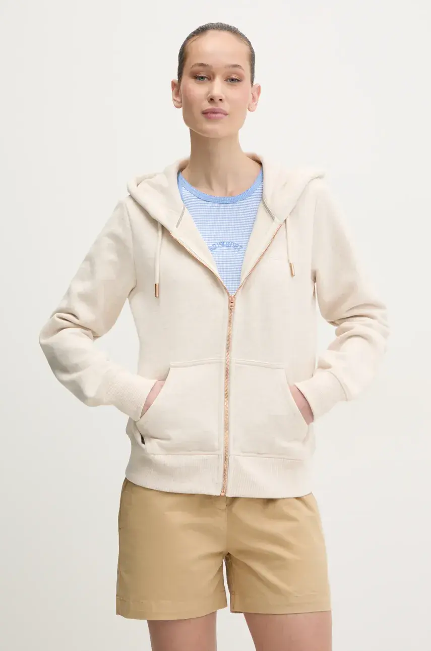 Mikina Superdry dámska, béžová farba, s kapucňou, jednofarebná, W2012422A-9VP