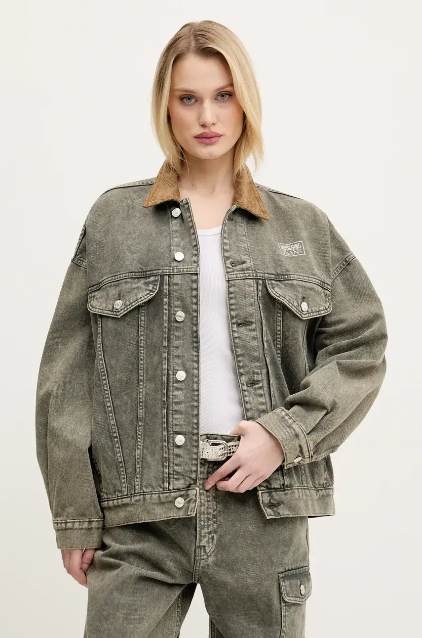 Bunda Moschino Jeans šedá farba, prechodná, 0508 3218