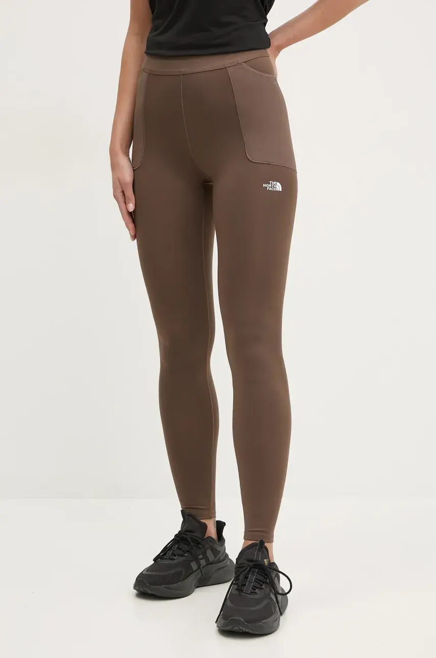 Športové legíny The North Face Refina dámske, hnedá farba, jednofarebné, NF0A89181OI1