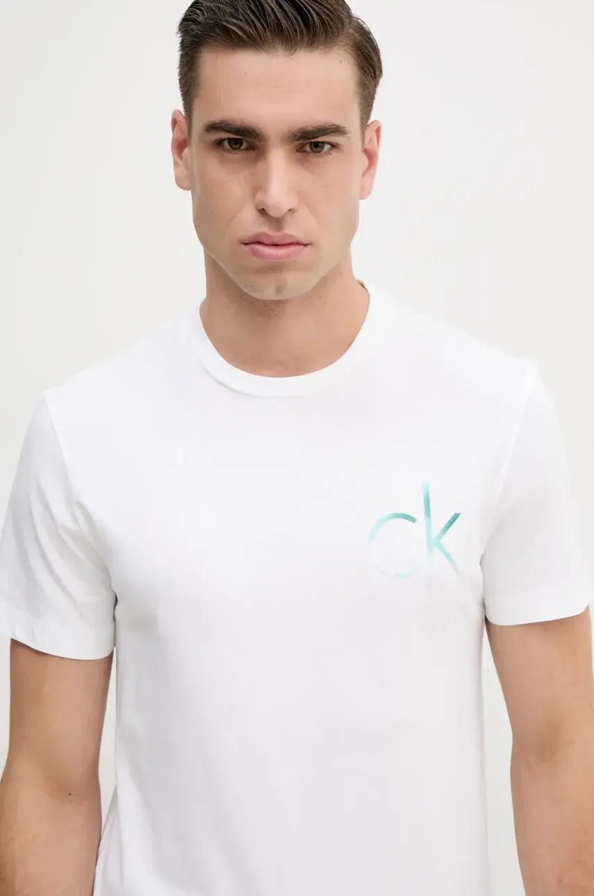 Bavlnené tričko Calvin Klein pánske, biela farba, s potlačou, K10K114146
