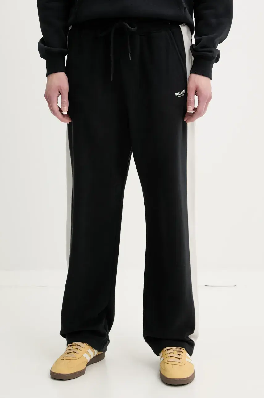 Tepláky Hollister Co. čierna farba, vzorované, KI334-5012