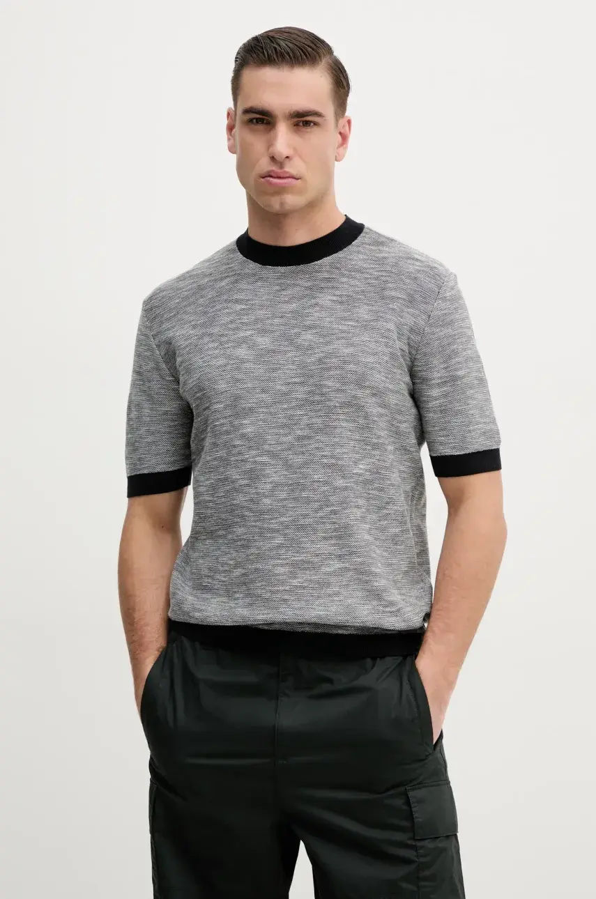 Bavlnené tričko Armani Exchange pánske, tmavomodrá farba, vzorované, XM000175 AF11966
