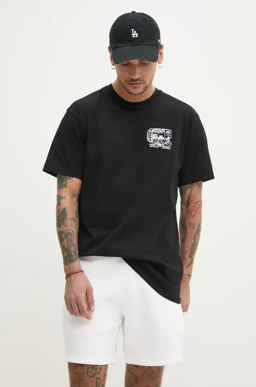 Bavlnené tričko Vans pánske, čierna farba, s potlačou, VN000NHPBLK1