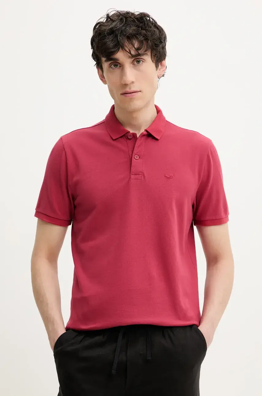 Polo tričko Hollister Co. pánske, červená farba, jednofarebné, KI324-5170