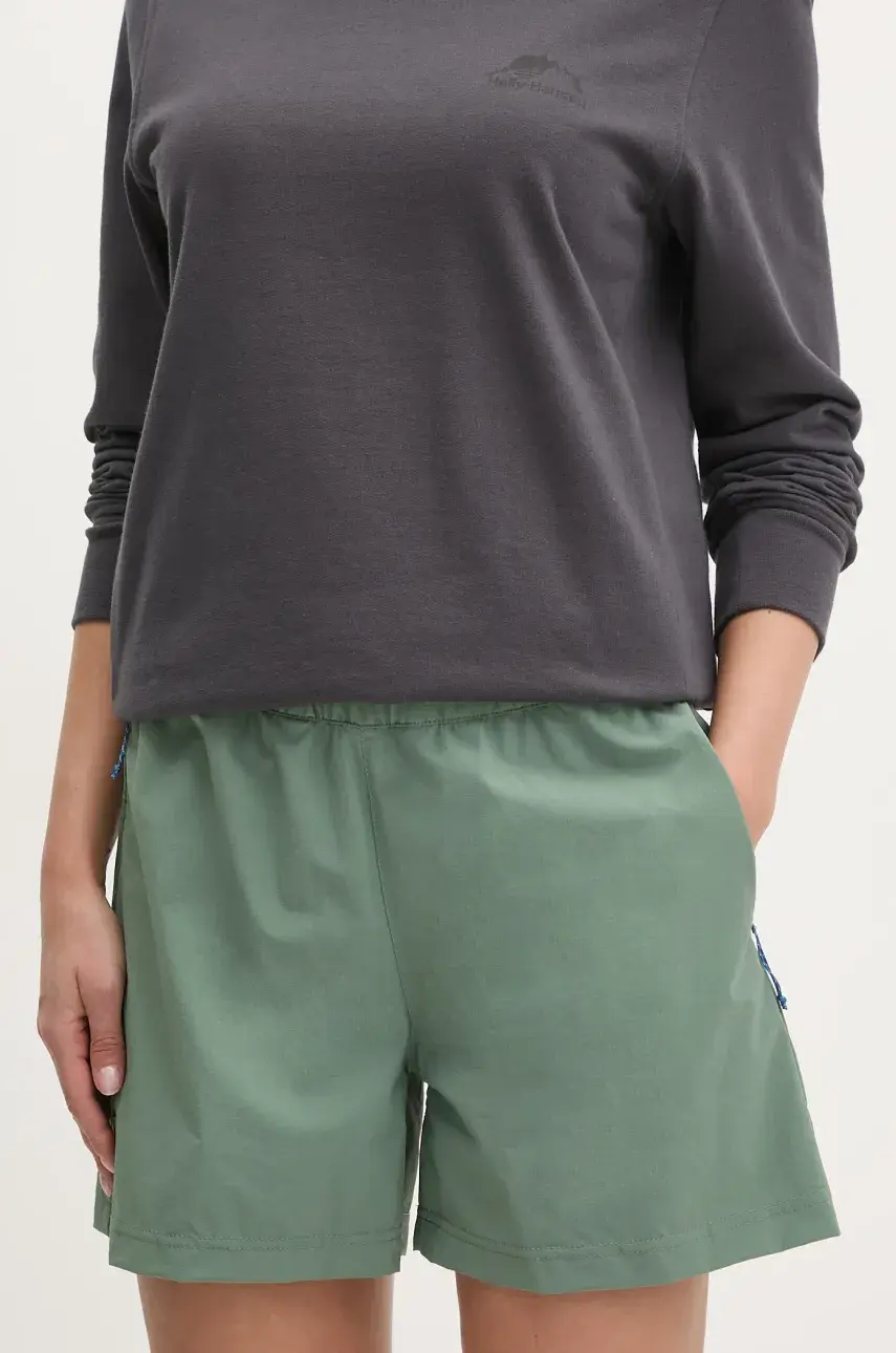 Turistické šortky Fjallraven High Coast zelená farba, jednofarebné, vysoký pás, F87034