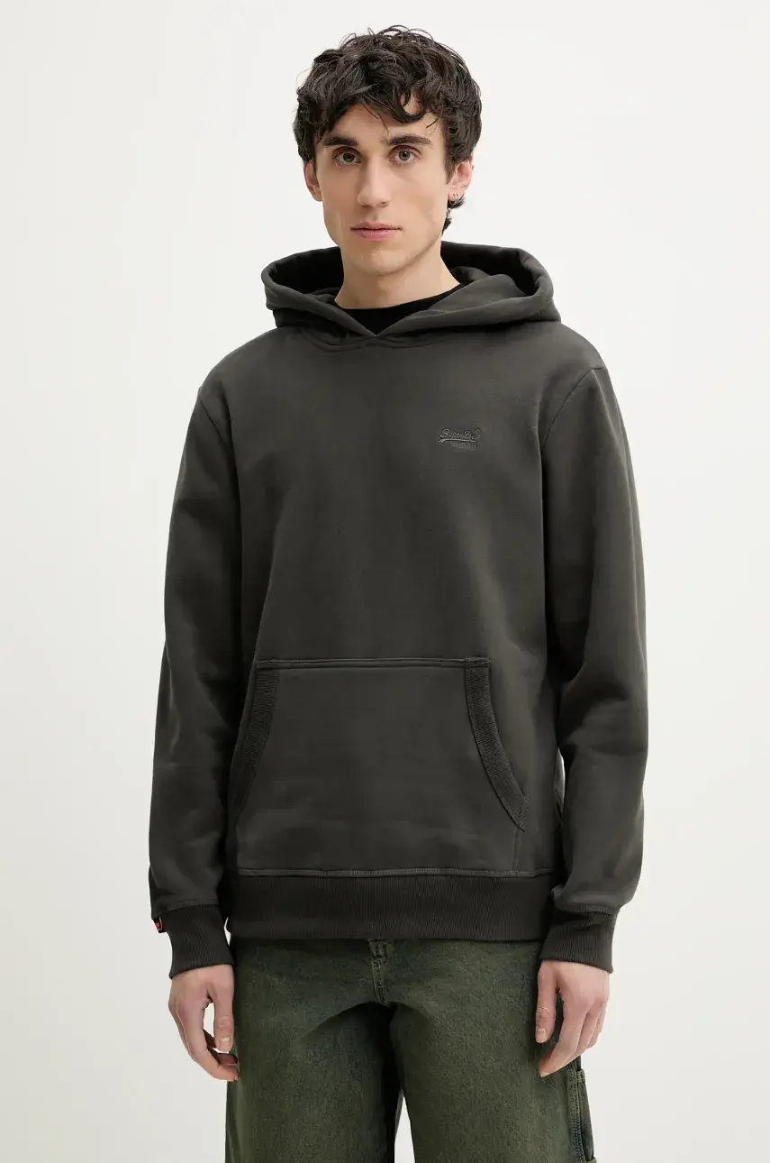 Mikina Superdry pánska, šedá farba, s kapucňou, jednofarebná, M2014168A-06A