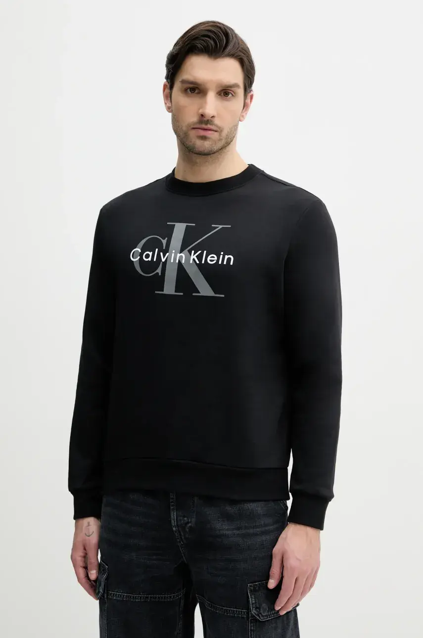 Mikina Calvin Klein Jeans pánska, čierna farba, s potlačou, LV040BM801