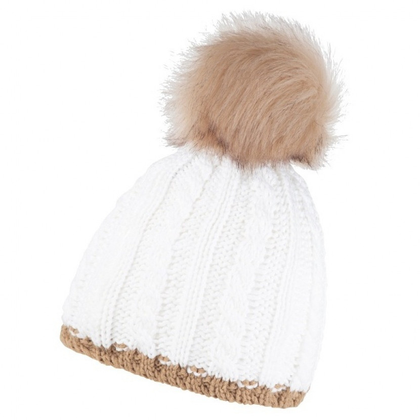 Zimná čiapka CoFEE Braid Knit - biela-béžová