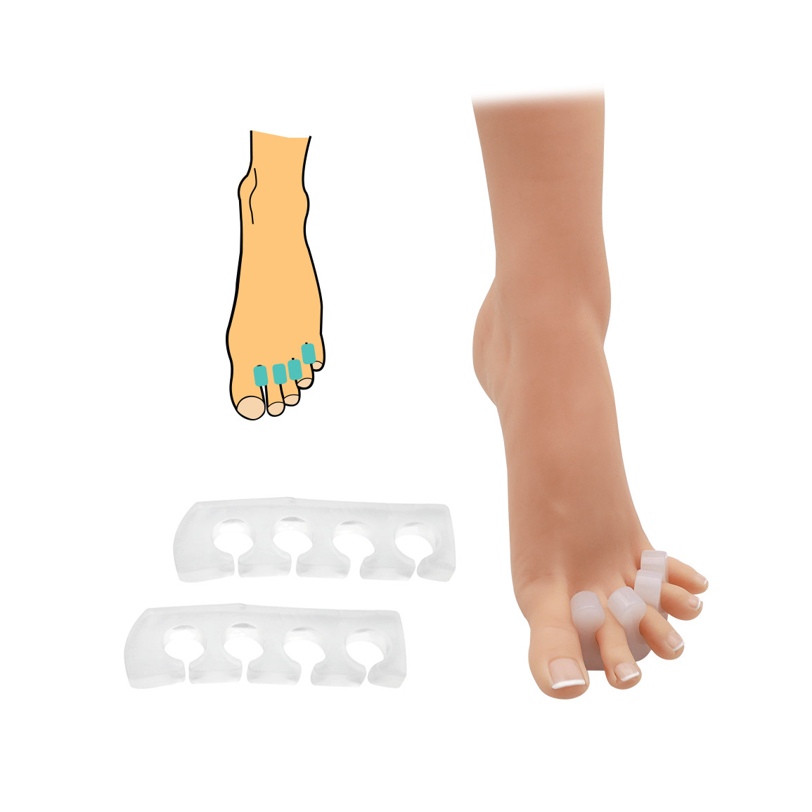 Medziprstný hrebeň HealthMed 1 pár - priehľadný