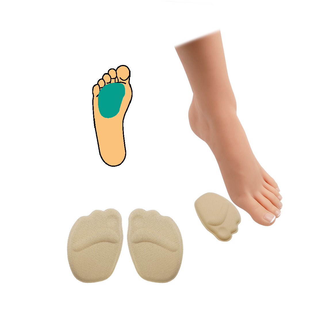 Metavankúšik HealthMed s podporou prstov 1 pár - béžový