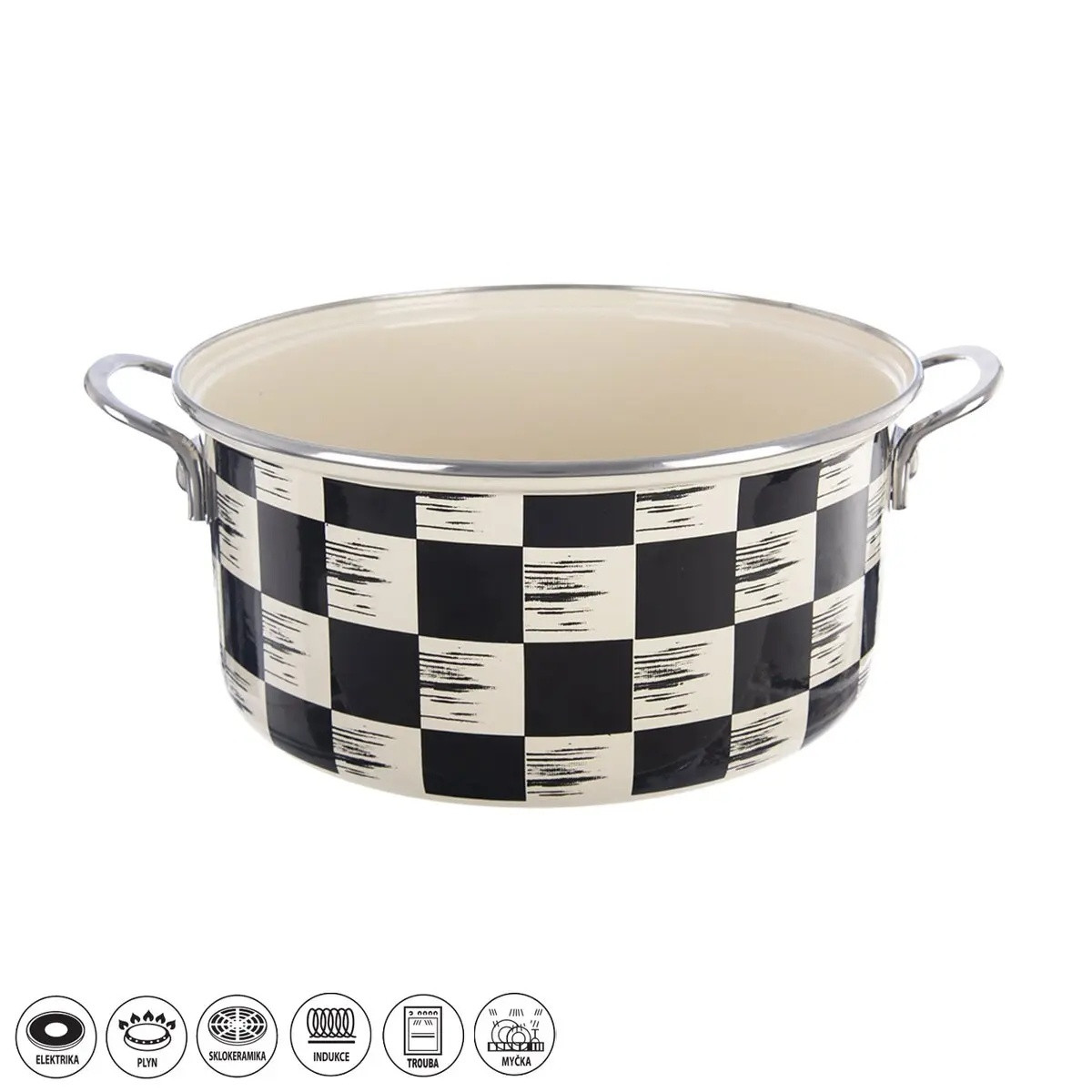 Kastról smalt ŠACHOVNICA Lem 5 l