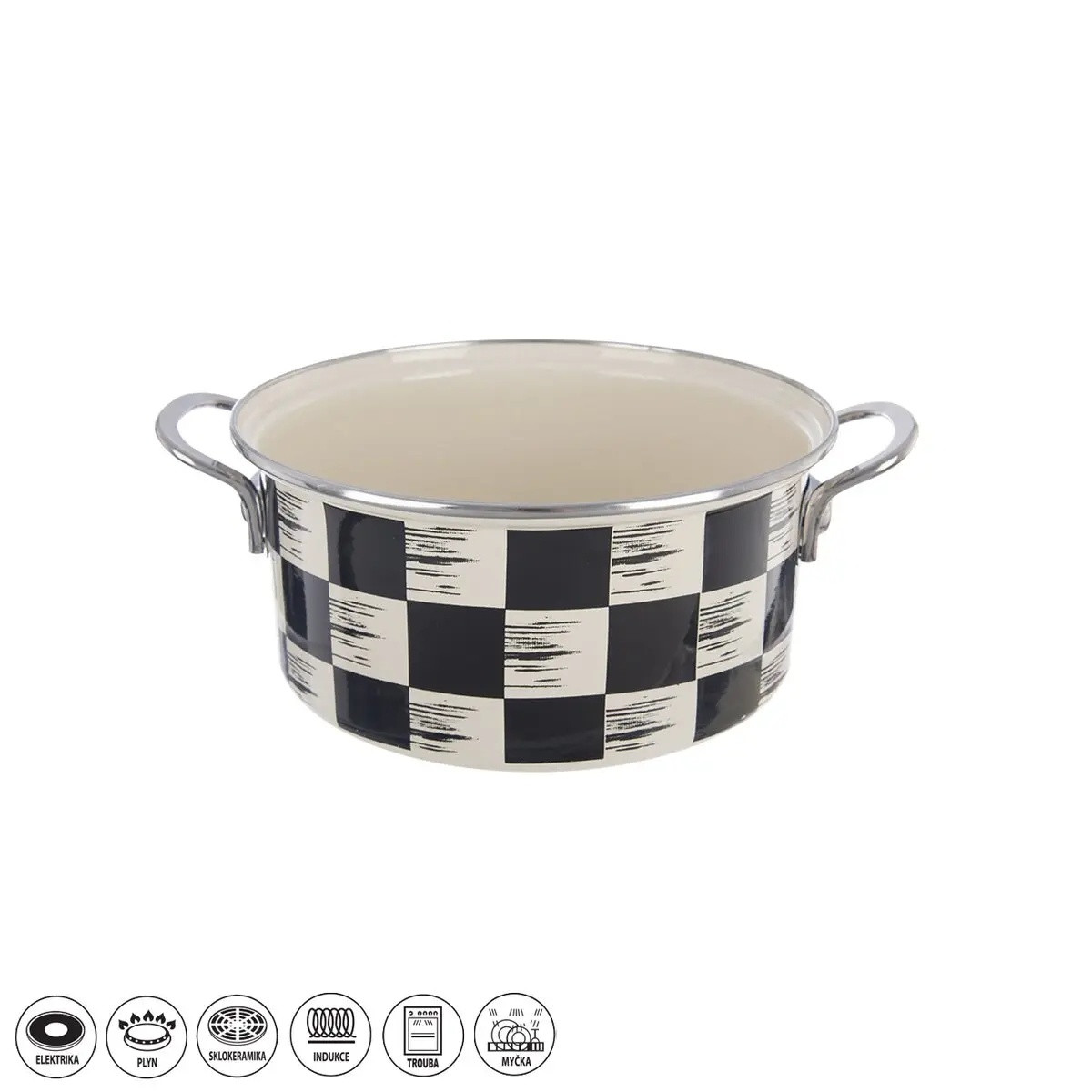 Kastról smalt ŠACHOVNICA Lem 3 l