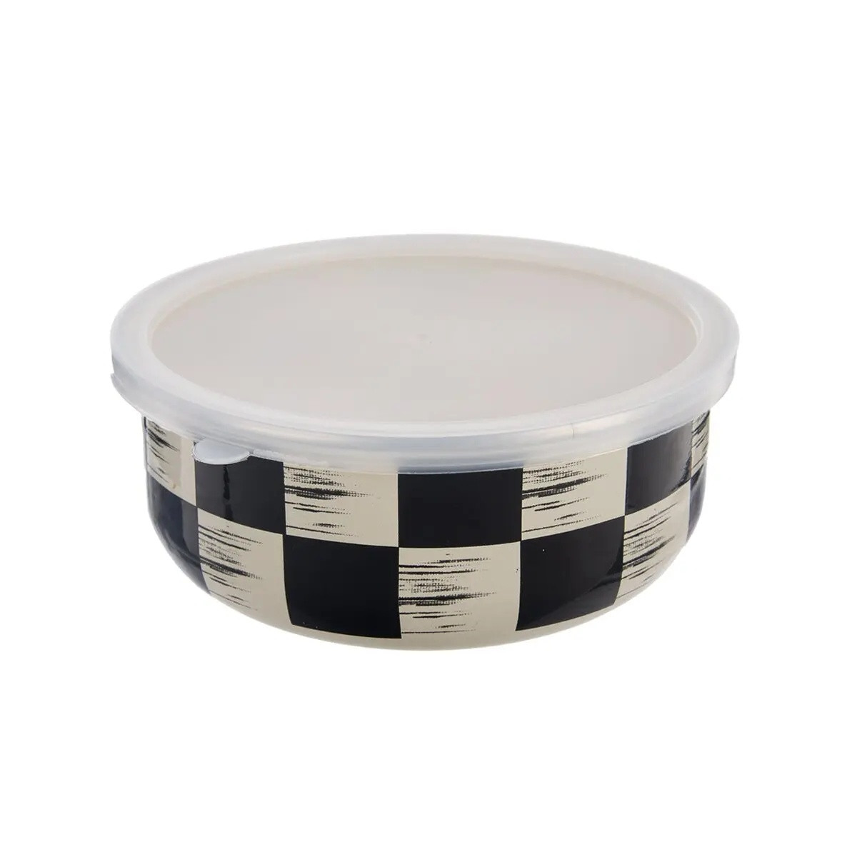 Miska smalt ŠACHOVNICA Lem+UH viečko pr. 15,5 cm