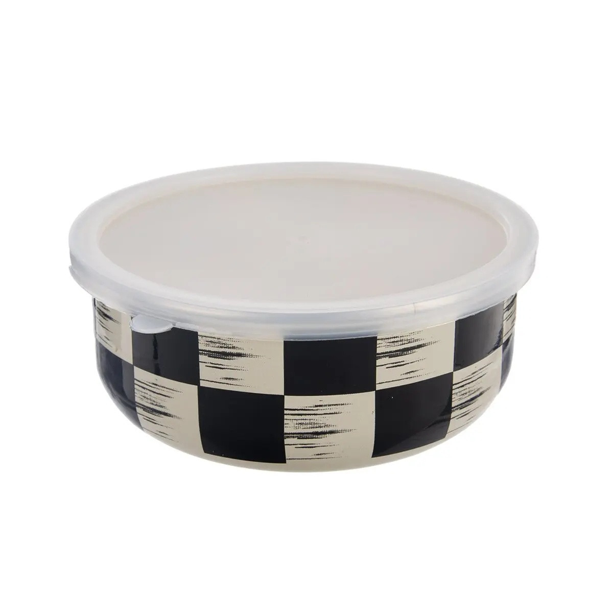 Miska smalt ŠACHOVNICA Lem+UH viečko pr. 17 cm