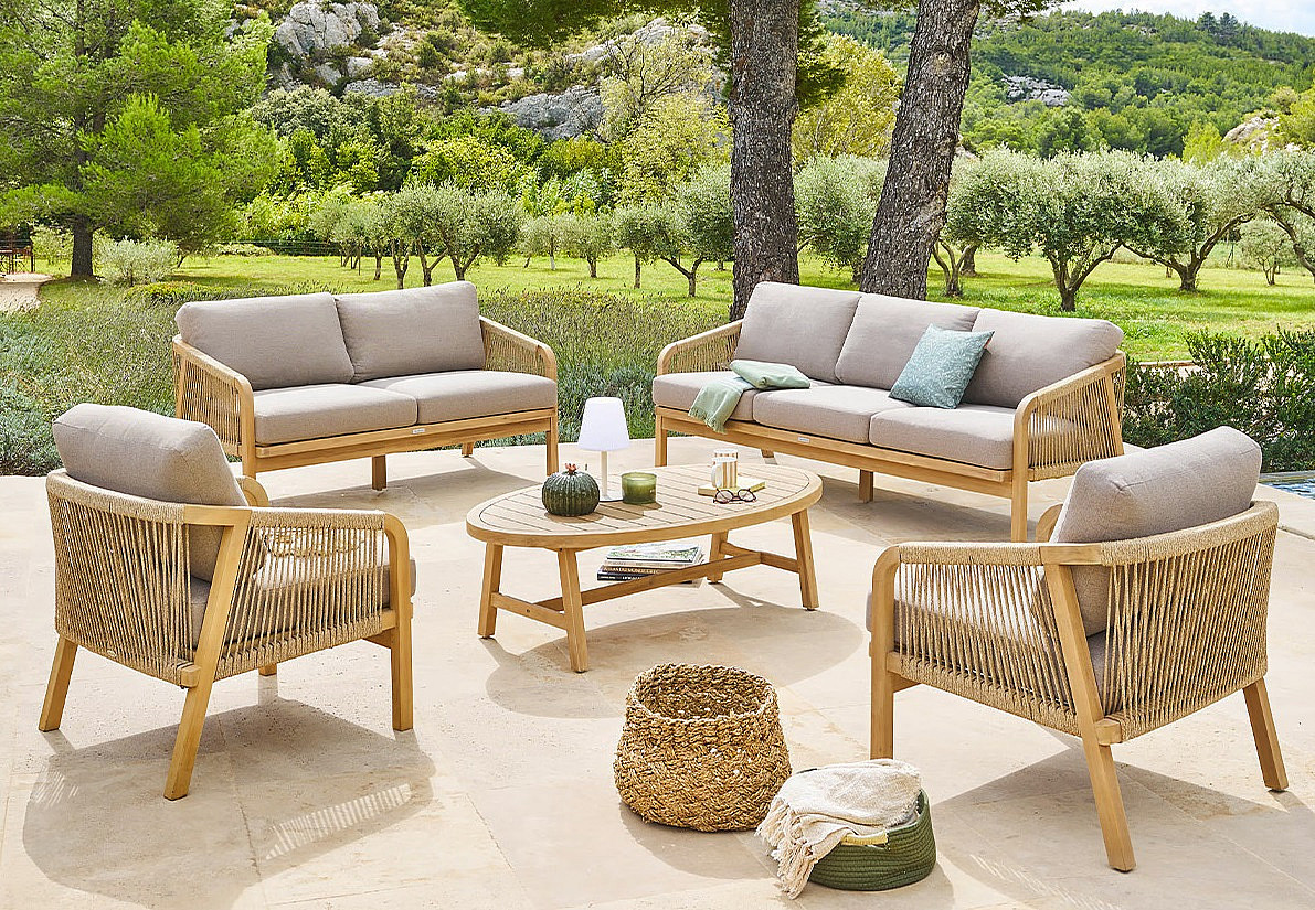 DEOKORK Luxusná zostava z akácie BRIGHTON pre 7 osôb