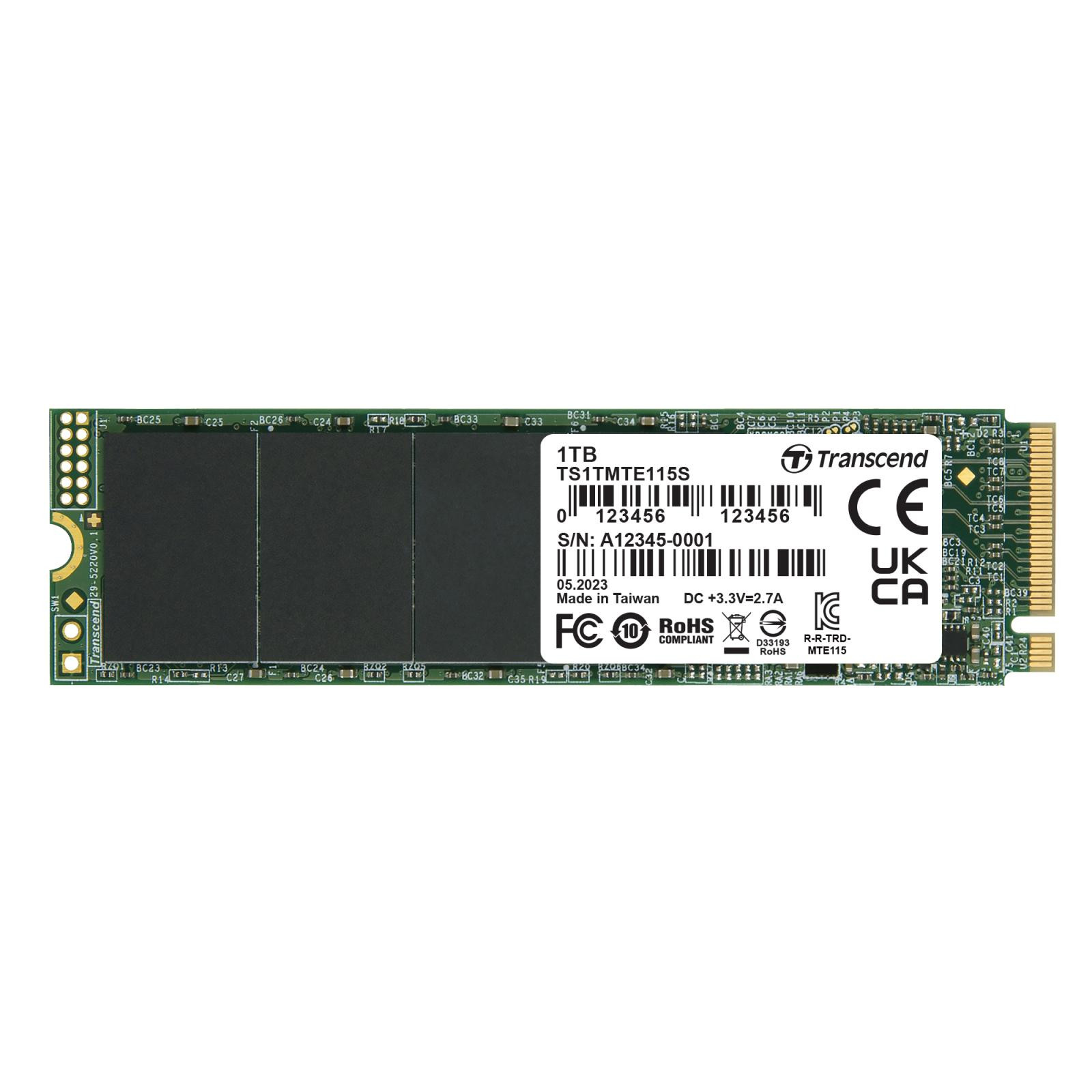 TRANSCEND TS1TMTE115S 1TB, M.2 2280, PCIe Gen3x4, NVMe, TLC, DRAM-less