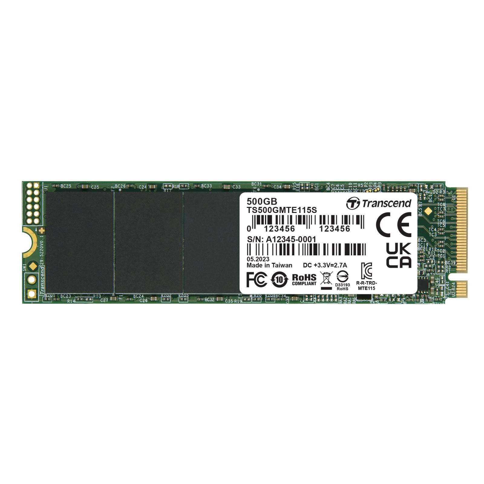 TRANSCEND TS500GMTE115S - 500GB, M.2 2280, PCIe Gen3x4, NVMe, TLC, DRAM-less