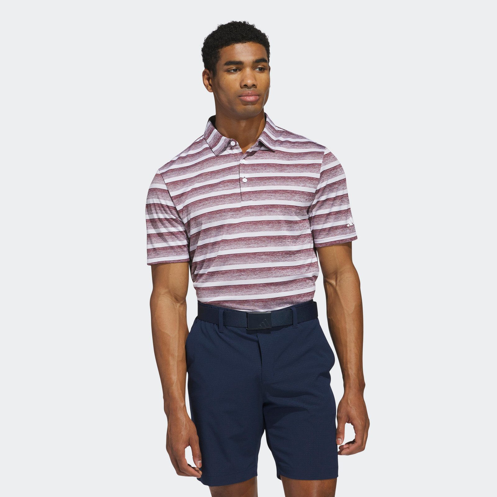 ADIDAS pánska golfová polokošeľa prúžkovaná modro-biela