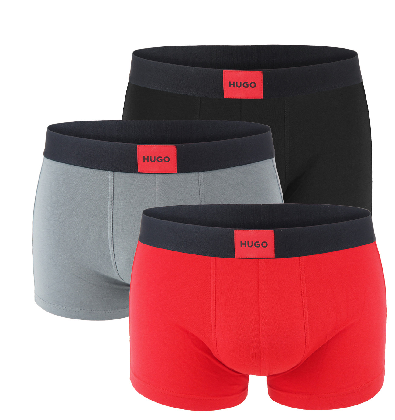 HUGO - boxerky 3PACK eco friendly cotton stretch modern logo HUGO black & red combo - limitovaná fashion edícia (HUGO BOSS)
